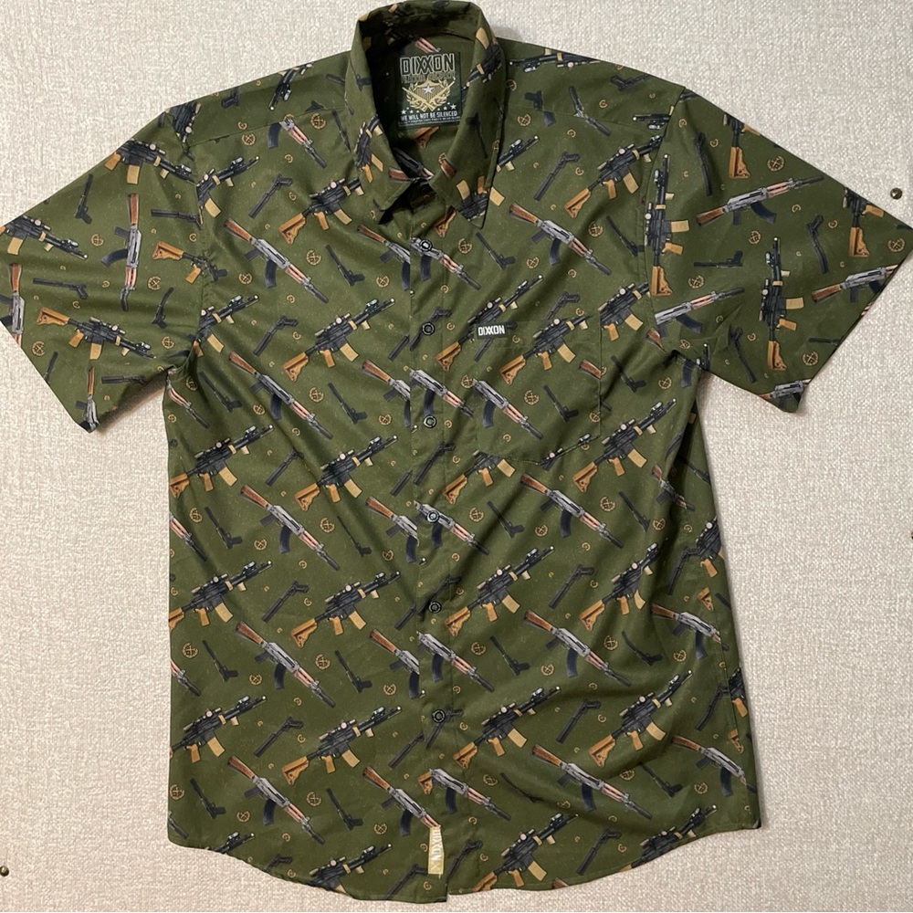 DIXXON Flannel Co. Men's Green Patterned Button Up Shirt Oversized Fit